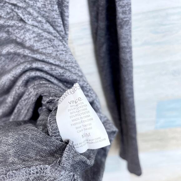 Vince Metallic Stretchy Relaxed Pocket Tee Gray Long Sleeve Womens Medium - Picture 6 of 6